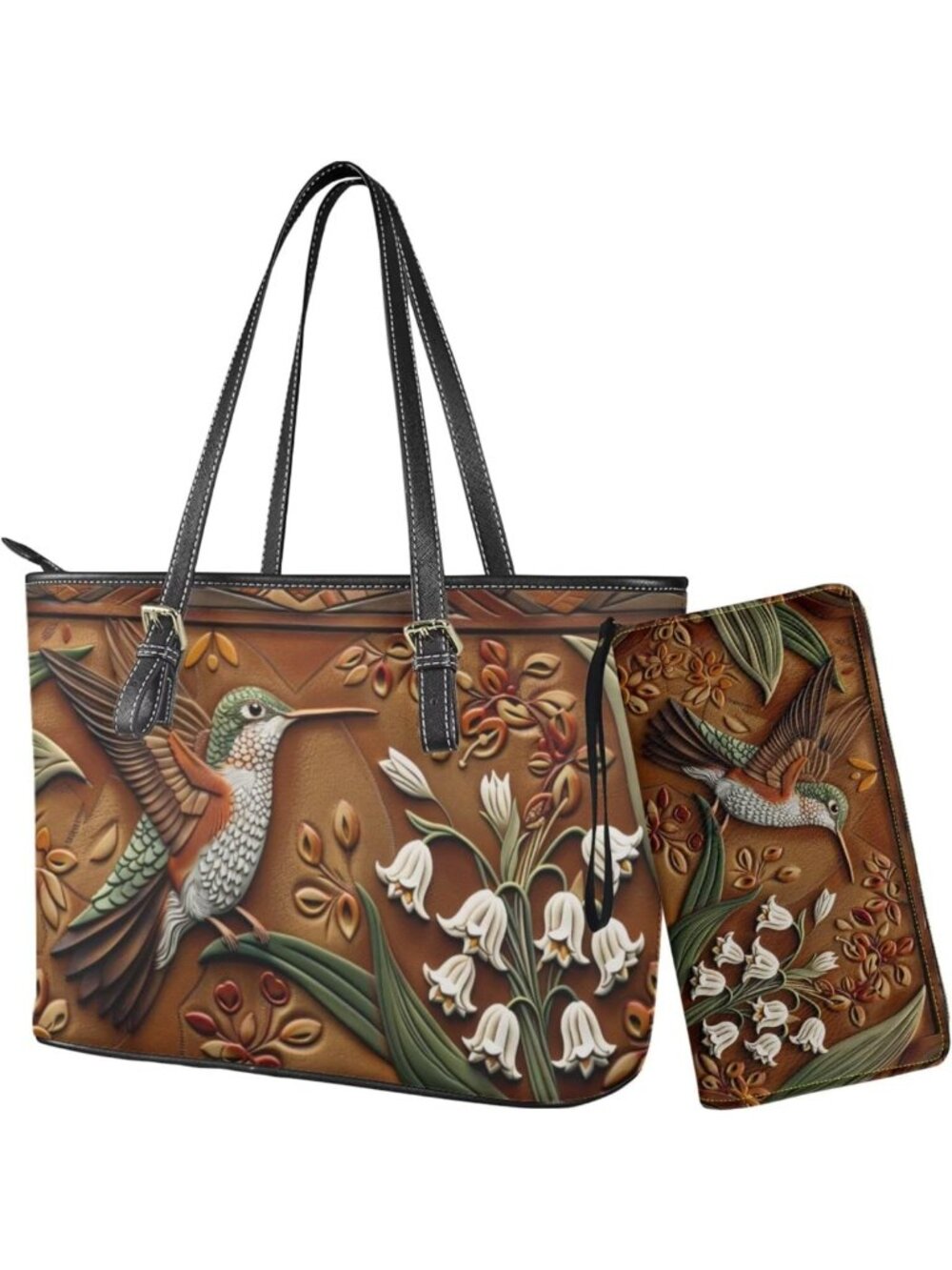 Stylish Leather Satchel Purse & Wristlet Wallet Set for Women - Chic Handbag